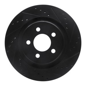 Jeep Liberty Brake Rotor (1) - Front Right - R1 Concepts - Drilled & Slotted - Black - `11-`12